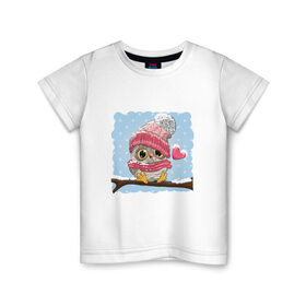 Детская футболка хлопок с принтом Сова в Тюмени, 100% хлопок | круглый вырез горловины, полуприлегающий силуэт, длина до линии бедер | 