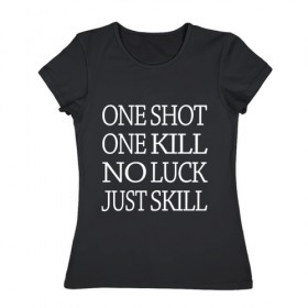 Женская футболка хлопок с принтом One Shot Battlefield в Тюмени, 100% хлопок | прямой крой, круглый вырез горловины, длина до линии бедер, слегка спущенное плечо | Тематика изображения на принте: 2019 | 5 | battlefield | game | logo | one kill | one shot | skill | v