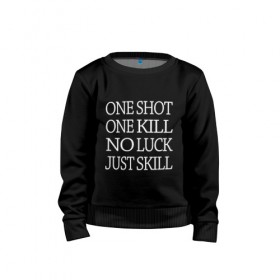 Детский свитшот хлопок с принтом One Shot Battlefield в Тюмени, 100% хлопок | круглый вырез горловины, эластичные манжеты, пояс и воротник | 2019 | 5 | battlefield | game | logo | one kill | one shot | skill | v