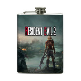 Фляга с принтом Resident Evil 2 в Тюмени, металлический корпус | емкость 0,22 л, размер 125 х 94 мм. Виниловая наклейка запечатывается полностью | Тематика изображения на принте: 