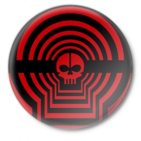 Значок с принтом TOP Hypnotize в Тюмени,  металл | круглая форма, металлическая застежка в виде булавки | 21 | flag | hypnotize | one | pilot | pilots | top | twenty | гипноз | красный | пилоты | череп | черный