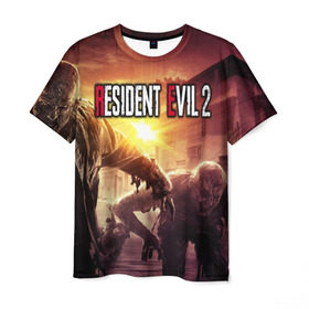 Мужская футболка 3D с принтом Resident Evil 2 в Тюмени, 100% полиэфир | прямой крой, круглый вырез горловины, длина до линии бедер | 2 | biohazard | evil | g | horror | resident | survival | вирус | зла | зомби | монстры | обитель