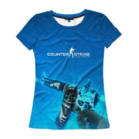 Женская футболка 3D с принтом CS GO:Desolate Space в Тюмени, 100% полиэфир ( синтетическое хлопкоподобное полотно) | прямой крой, круглый вырез горловины, длина до линии бедер | awp | counter strike | cyber sport | game | skin | sport | авп | игры | скин