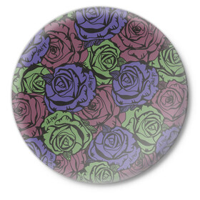 Значок с принтом Розы Лил Пипа в Тюмени,  металл | круглая форма, металлическая застежка в виде булавки | gus ahr | lil | lil peep | peep | runaway | лилпип | реп | розы | рэп | узор | хип хоп | эмо