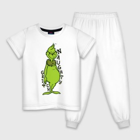 Детская пижама хлопок с принтом Naughty Grinch в Тюмени, 100% хлопок |  брюки и футболка прямого кроя, без карманов, на брюках мягкая резинка на поясе и по низу штанин
 | grinch | гринч | новый год | рождество