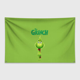 Флаг-баннер с принтом The Grinch в Тюмени, 100% полиэстер | размер 67 х 109 см, плотность ткани — 95 г/м2; по краям флага есть четыре люверса для крепления | grinch | гринч | новый год | рождество