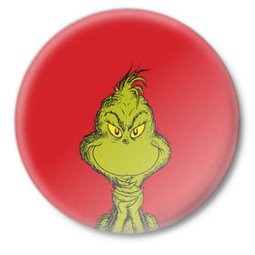 Значок с принтом Grinch в Тюмени,  металл | круглая форма, металлическая застежка в виде булавки | Тематика изображения на принте: grinch | гринч | новый год | рождество