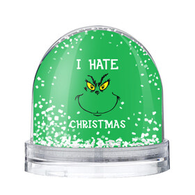 Снежный шар с принтом I hate christmas в Тюмени, Пластик | Изображение внутри шара печатается на глянцевой фотобумаге с двух сторон | Тематика изображения на принте: grinch | гринч | новый год | рождество