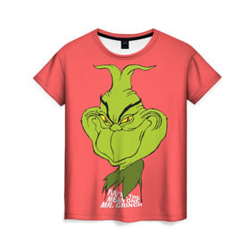 Женская футболка 3D с принтом Mr. Grinch в Тюмени, 100% полиэфир ( синтетическое хлопкоподобное полотно) | прямой крой, круглый вырез горловины, длина до линии бедер | grinch | гринч | новый год | рождество