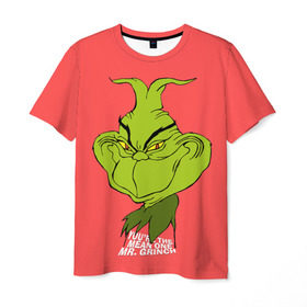 Мужская футболка 3D с принтом Mr. Grinch в Тюмени, 100% полиэфир | прямой крой, круглый вырез горловины, длина до линии бедер | Тематика изображения на принте: grinch | гринч | новый год | рождество