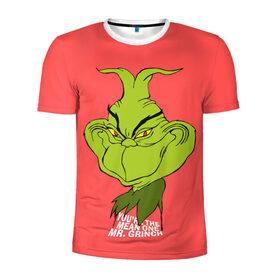Мужская футболка 3D спортивная с принтом Mr. Grinch в Тюмени, 100% полиэстер с улучшенными характеристиками | приталенный силуэт, круглая горловина, широкие плечи, сужается к линии бедра | Тематика изображения на принте: grinch | гринч | новый год | рождество