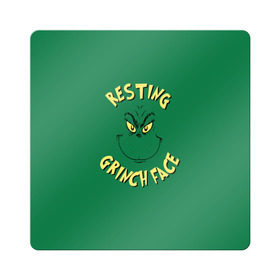 Магнит виниловый Квадрат с принтом Resting Grinch Face в Тюмени, полимерный материал с магнитным слоем | размер 9*9 см, закругленные углы | grinch | гринч | новый год | рождество