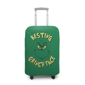 Чехол для чемодана 3D с принтом Resting Grinch Face в Тюмени, 86% полиэфир, 14% спандекс | двустороннее нанесение принта, прорези для ручек и колес | grinch | гринч | новый год | рождество