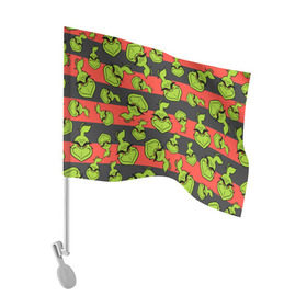 Флаг для автомобиля с принтом Гринч в Тюмени, 100% полиэстер | Размер: 30*21 см | grinch | гринч | новый год | рождество