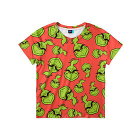 Детская футболка 3D с принтом Grinch в Тюмени, 100% гипоаллергенный полиэфир | прямой крой, круглый вырез горловины, длина до линии бедер, чуть спущенное плечо, ткань немного тянется | grinch | гринч | новый год | рождество