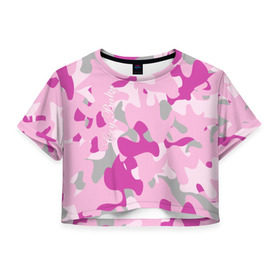 Женская футболка 3D укороченная с принтом Lil PEEP Cry baby в Тюмени, 100% полиэстер | круглая горловина, длина футболки до линии талии, рукава с отворотами | baby | cry | lil peep | lil peep cry baby | pink | камуфляж | розовый | розовый камуфляж
