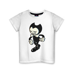 Детская футболка хлопок с принтом Bendy в Тюмени, 100% хлопок | круглый вырез горловины, полуприлегающий силуэт, длина до линии бедер | bendy | bendy in the ink machine | cartoon | game | бенди | игра