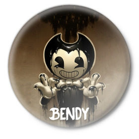 Значок с принтом Bendy в Тюмени,  металл | круглая форма, металлическая застежка в виде булавки | bendy | bendy in the ink machine | cartoon | game | бенди | игра
