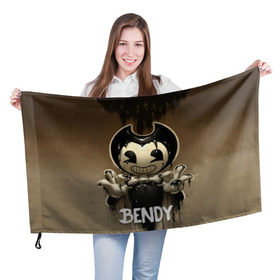 Флаг 3D с принтом Bendy в Тюмени, 100% полиэстер | плотность ткани — 95 г/м2, размер — 67 х 109 см. Принт наносится с одной стороны | bendy | bendy in the ink machine | cartoon | game | бенди | игра