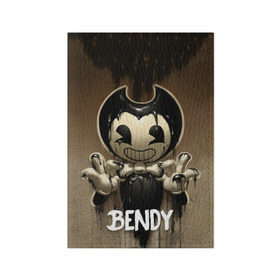 Обложка для паспорта матовая кожа с принтом Bendy в Тюмени, натуральная матовая кожа | размер 19,3 х 13,7 см; прозрачные пластиковые крепления | Тематика изображения на принте: bendy | bendy in the ink machine | cartoon | game | бенди | игра