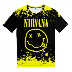 Мужская футболка 3D с принтом Nirvana в Тюмени, 100% полиэфир | прямой крой, круглый вырез горловины, длина до линии бедер | grunge | kurt cobain | nirvana | группы | курт кобейн | музыка | нирвана | рок | смайл | смайлик