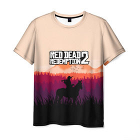 Мужская футболка 3D с принтом Red Dead Redemption в Тюмени, 100% полиэфир | прямой крой, круглый вырез горловины, длина до линии бедер | dead | gamer | john | marston | rdr | red | redemption | rockstar | shooter | western | вестерн | джон | марстон | шутер