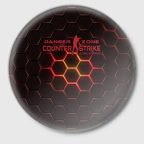 Значок с принтом Counter Strike Danger Zone в Тюмени,  металл | круглая форма, металлическая застежка в виде булавки | Тематика изображения на принте: 