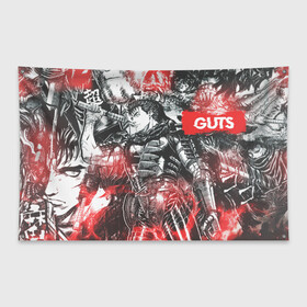 Флаг-баннер с принтом Guts в Тюмени, 100% полиэстер | размер 67 х 109 см, плотность ткани — 95 г/м2; по краям флага есть четыре люверса для крепления | anime | berserk | guts | аниме | берсерк | гатс