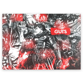 Поздравительная открытка с принтом Guts в Тюмени, 100% бумага | плотность бумаги 280 г/м2, матовая, на обратной стороне линовка и место для марки
 | Тематика изображения на принте: anime | berserk | guts | аниме | берсерк | гатс