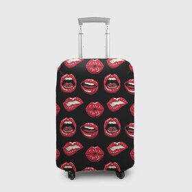 Чехол для чемодана 3D с принтом Сочный Губки в Тюмени, 86% полиэфир, 14% спандекс | двустороннее нанесение принта, прорези для ручек и колес | губы | красная помада | любовь | поцелуй | рот