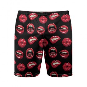 Мужские шорты 3D спортивные с принтом Сочный Губки в Тюмени,  |  | губы | красная помада | любовь | поцелуй | рот