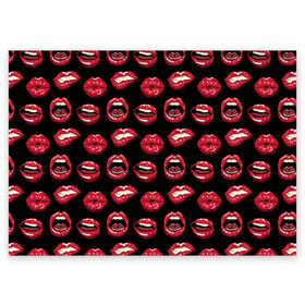 Поздравительная открытка с принтом Сочный Губки в Тюмени, 100% бумага | плотность бумаги 280 г/м2, матовая, на обратной стороне линовка и место для марки
 | губы | красная помада | любовь | поцелуй | рот