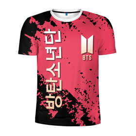 Мужская футболка 3D спортивная с принтом BTS в Тюмени, 100% полиэстер с улучшенными характеристиками | приталенный силуэт, круглая горловина, широкие плечи, сужается к линии бедра | bts | бтс | группа | корейская | музыка | розовый | цветы | черный