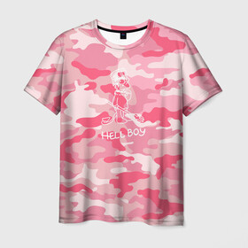 Мужская футболка 3D с принтом Hellboy в Тюмени, 100% полиэфир | прямой крой, круглый вырез горловины, длина до линии бедер | hellboy | hip hop | lil | lil peep | pink | pip | rap | барт | камуфляж | камуфляж розовый | лил | лилпип | пип | реп | симпсон | симпсоны | толстовка лил пипа | хеллбой | хипхоп