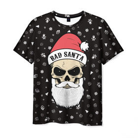 Мужская футболка 3D с принтом Bad Santa в Тюмени, 100% полиэфир | прямой крой, круглый вырез горловины, длина до линии бедер | 