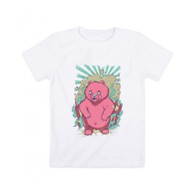 Детская футболка хлопок с принтом Pink bear в Тюмени, 100% хлопок | круглый вырез горловины, полуприлегающий силуэт, длина до линии бедер | арт | графика