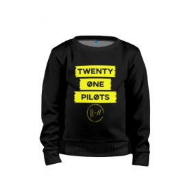 Детский свитшот хлопок с принтом Twenty one pilots в Тюмени, 100% хлопок | круглый вырез горловины, эластичные манжеты, пояс и воротник | 21 pilots | josh dun | jumpsuit | music | rock | top | twenty one pilots | арт | джош дан.музыка | рок | тайлер джозеф