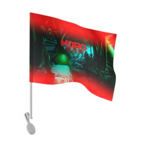 Флаг для автомобиля с принтом METRO EXODUS в Тюмени, 100% полиэстер | Размер: 30*21 см | ak47 | metro 2033 | metro exodus | апокалипсис | артем | глуховский | дорога | маски | ночь | оружие | поезд | противогаз | сталкеры