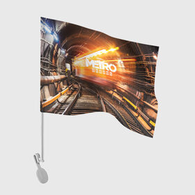 Флаг для автомобиля с принтом metro exodus в Тюмени, 100% полиэстер | Размер: 30*21 см | ak47 | metro 2033 | metro exodus | апокалипсис | артем | глуховский | дорога | маски | ночь | оружие | поезд | противогаз | сталкеры