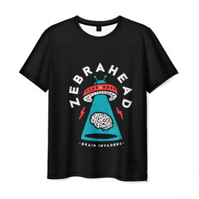 Мужская футболка 3D с принтом Zebrahead - Brain Invaders в Тюмени, 100% полиэфир | прямой крой, круглый вырез горловины, длина до линии бедер | album | brain | core | invaders | mind | rapcore | rock | ufo | zebrahead | альбом | зебрахед | мозг
