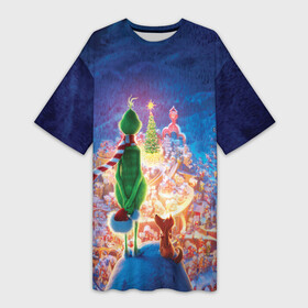 Платье-футболка 3D с принтом Dr. Seuss The Grinch в Тюмени,  |  | benedict | christmas | cumberbatch | grinch | max | whoville | winter | бенедикт | год | гринч | зима | камбербэтч | ктоград | макс | новый | рождество | снег | снежинки