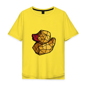 Мужская футболка хлопок Oversize с принтом Геометрическая уточка в Тюмени, 100% хлопок | свободный крой, круглый ворот, “спинка” длиннее передней части | Тематика изображения на принте: 3d | bird | duck | geometric | геометрия | птица | утка