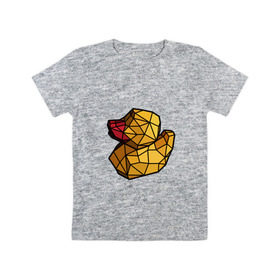 Детская футболка хлопок с принтом Геометрическая уточка в Тюмени, 100% хлопок | круглый вырез горловины, полуприлегающий силуэт, длина до линии бедер | Тематика изображения на принте: 3d | bird | duck | geometric | геометрия | птица | утка
