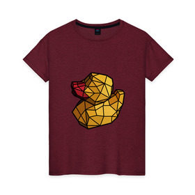 Женская футболка хлопок с принтом Геометрическая уточка в Тюмени, 100% хлопок | прямой крой, круглый вырез горловины, длина до линии бедер, слегка спущенное плечо | 3d | bird | duck | geometric | геометрия | птица | утка
