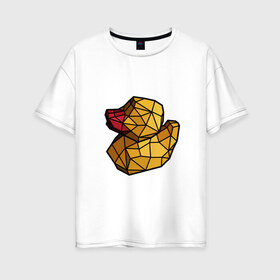 Женская футболка хлопок Oversize с принтом Геометрическая уточка в Тюмени, 100% хлопок | свободный крой, круглый ворот, спущенный рукав, длина до линии бедер
 | 3d | bird | duck | geometric | геометрия | птица | утка