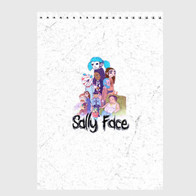 Скетчбук с принтом Sally Face в Тюмени, 100% бумага
 | 48 листов, плотность листов — 100 г/м2, плотность картонной обложки — 250 г/м2. Листы скреплены сверху удобной пружинной спиралью | sally face | гизмо | девид | девочка | игра | лари | ларри | мальчик | маска | мрачная | на лице | пых | с протезом | сал | сали | салли | салли фейс | фейс | фэйс | эддисон | эшли