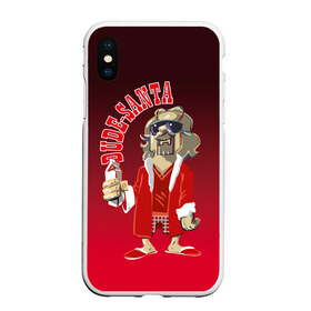 Чехол для iPhone XS Max матовый с принтом Dude-Santa в Тюмени, Силикон | Область печати: задняя сторона чехла, без боковых панелей | 2019 | big lebowski | dude | happy new year | merry christmas | santa | большой лебовски | лебовски | новый год | рождество | санта | чувак