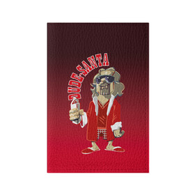 Обложка для паспорта матовая кожа с принтом Dude-Santa в Тюмени, натуральная матовая кожа | размер 19,3 х 13,7 см; прозрачные пластиковые крепления | 2019 | big lebowski | dude | happy new year | merry christmas | santa | большой лебовски | лебовски | новый год | рождество | санта | чувак