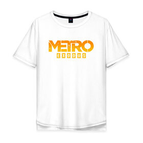 Мужская футболка хлопок Oversize с принтом MERO EXODUS в Тюмени, 100% хлопок | свободный крой, круглый ворот, “спинка” длиннее передней части | exodus | horror | metro 2033 | metro exodus | survival | yellow | желтый | игры | исход | метро | метро 2035