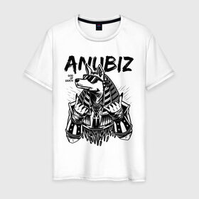 Мужская футболка хлопок с принтом Анубис в Тюмени, 100% хлопок | прямой крой, круглый вырез горловины, длина до линии бедер, слегка спущенное плечо. | anubiz | анубис | бог | бог войны | египет